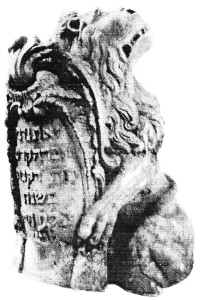Lion on a tombstone, probably for a Rabbi.